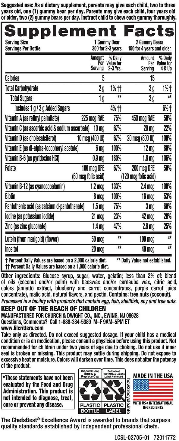 300 Count L'il Critters Gummy Vites Children's Multivitamin Gummy Bears