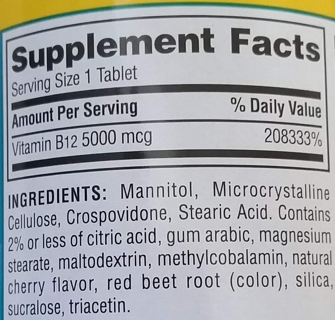 300 Count Members Mark Sublingual Vitamin B12 5000mcg (3 Pack) for Members