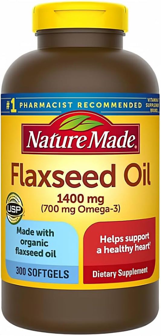 300 Count MUNCHIE MIX Flaxseed Oil Softgels - 1400mg for Heart Health