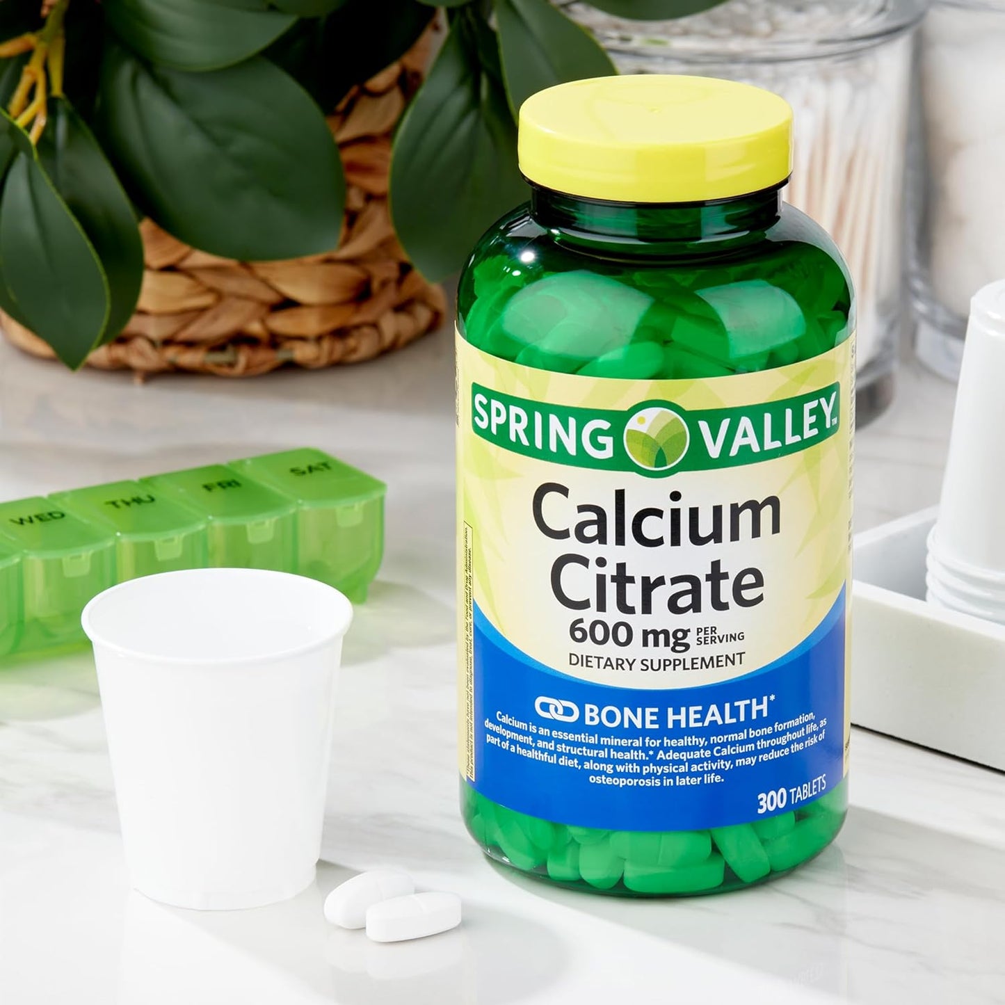 300 Count Spring Valley Calcium Citrate Tablets Dietary Supplement - 600 mg Formula by Maker Explorador - Private Label Gift Card Included