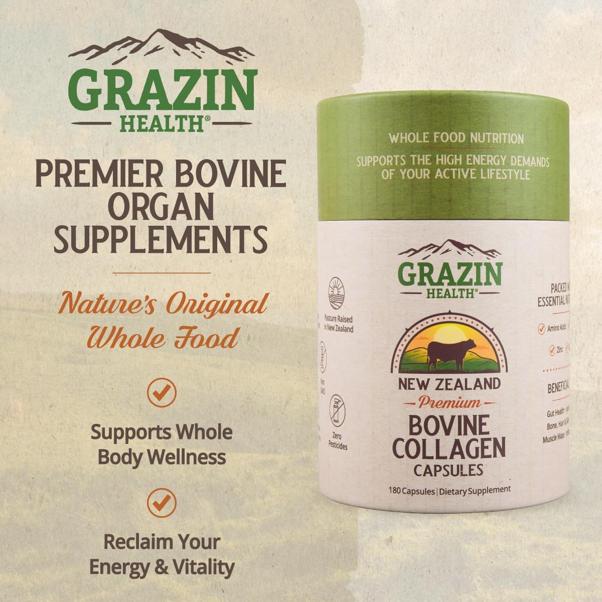 3000 Mg Grass Fed Bovine Collagen for Healthy Joints and Skin - 30 Servings