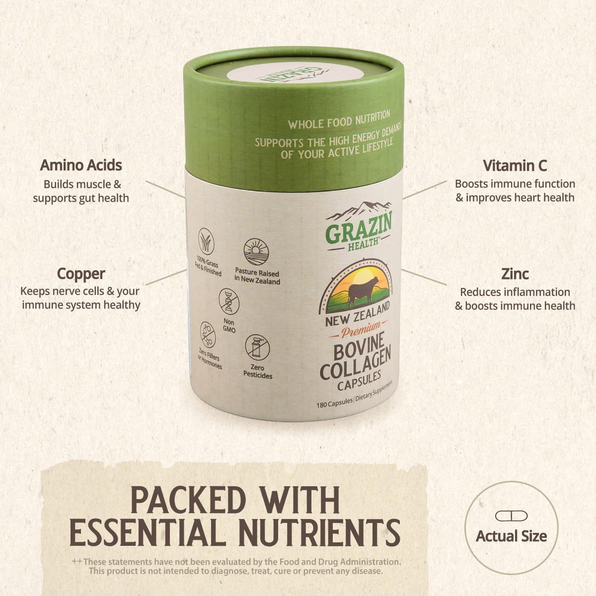 3000 Mg Grass Fed Bovine Collagen for Healthy Joints and Skin - 30 Servings