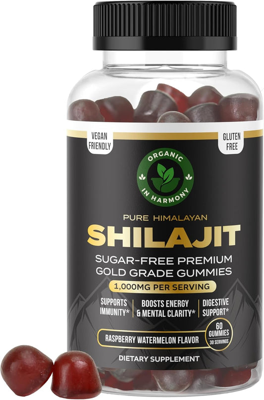 30,000 MG Organic Shilajit Gummies for Men & Women - Sugar-Free Supplement with 85+ Trace Minerals & Fulvic Acid - Boost Cognitive Function, Mood, Immunity, Energy - 60 Gummies