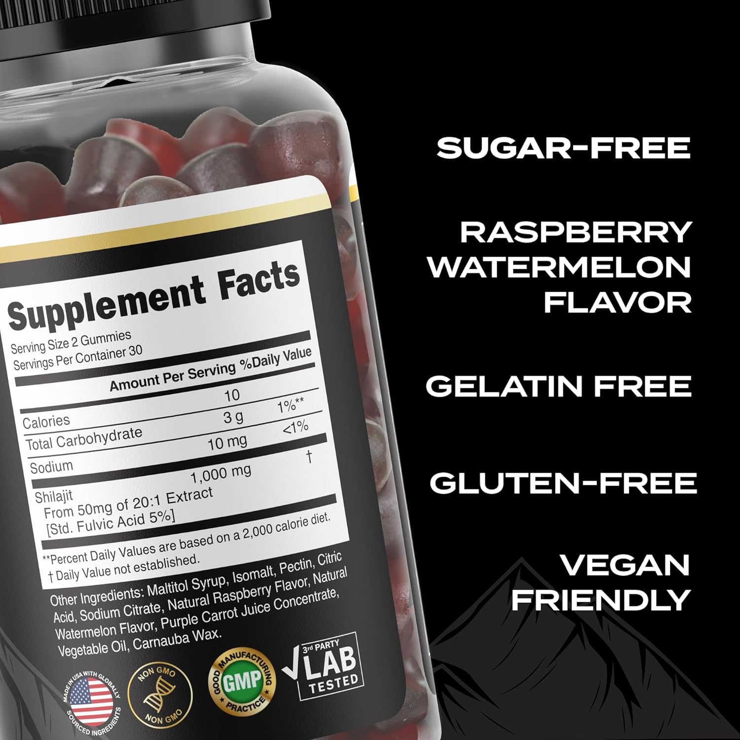 30,000 MG Organic Shilajit Gummies for Men & Women - Sugar-Free Supplement with 85+ Trace Minerals & Fulvic Acid - Boost Cognitive Function, Mood, Immunity, Energy - 60 Gummies