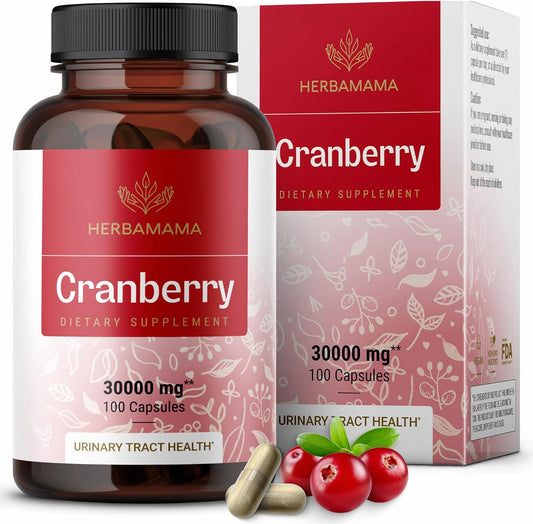 30,000mg Cranberry Powder Capsules for Urinary Tract & Bladder Support - Vegan & Non-GMO - 100 Capsules - BoostGo Australia