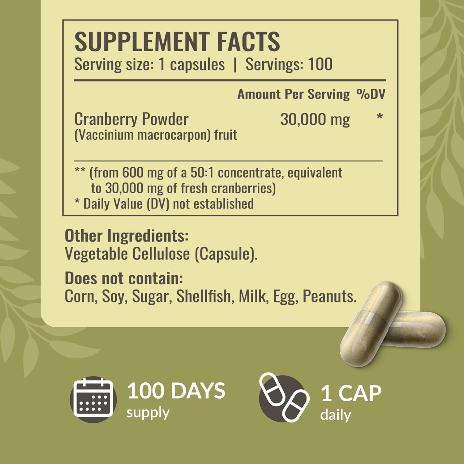 30,000mg Cranberry Powder Capsules for Urinary Tract & Bladder Support - Vegan & Non-GMO - 100 Capsules - BoostGo Australia