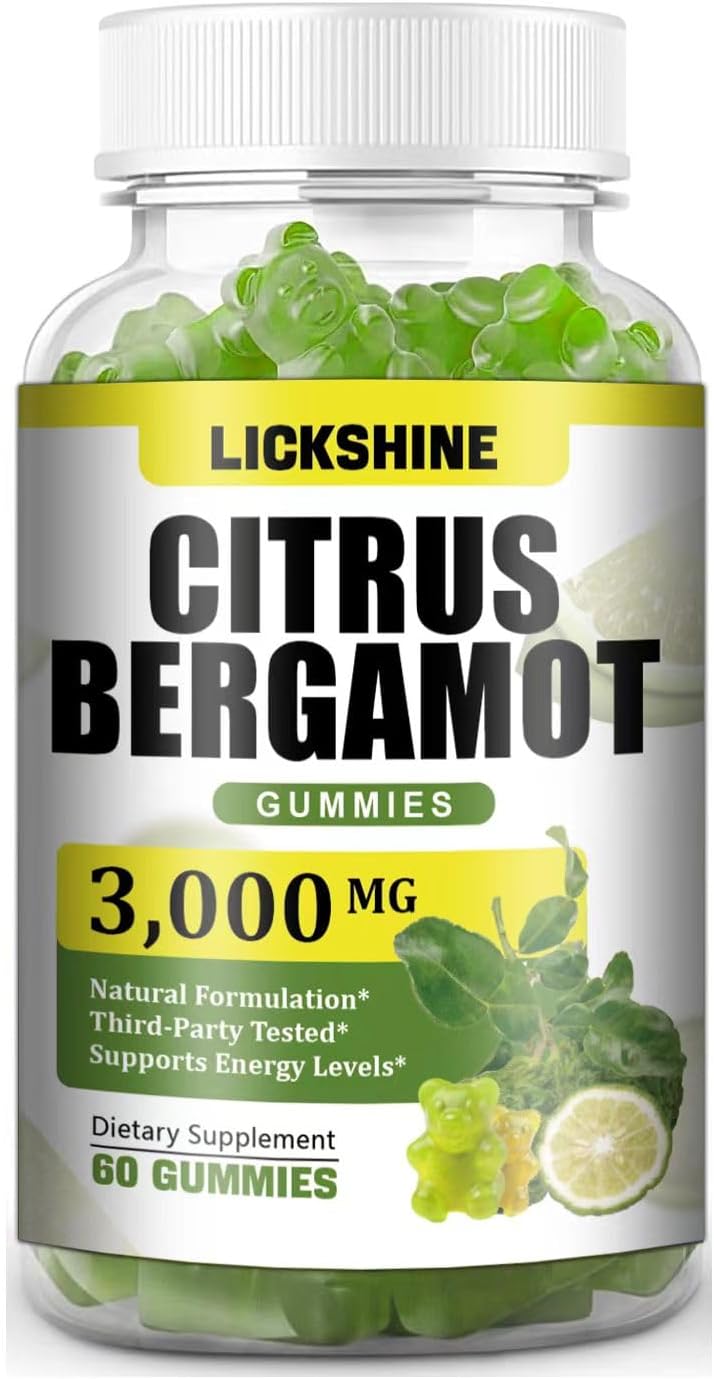 3000MG Citrus Bergamot Gummies - Cholesterol Lowering Supplement for Immune Support - Vegan Lime Flavor - 60 Count
