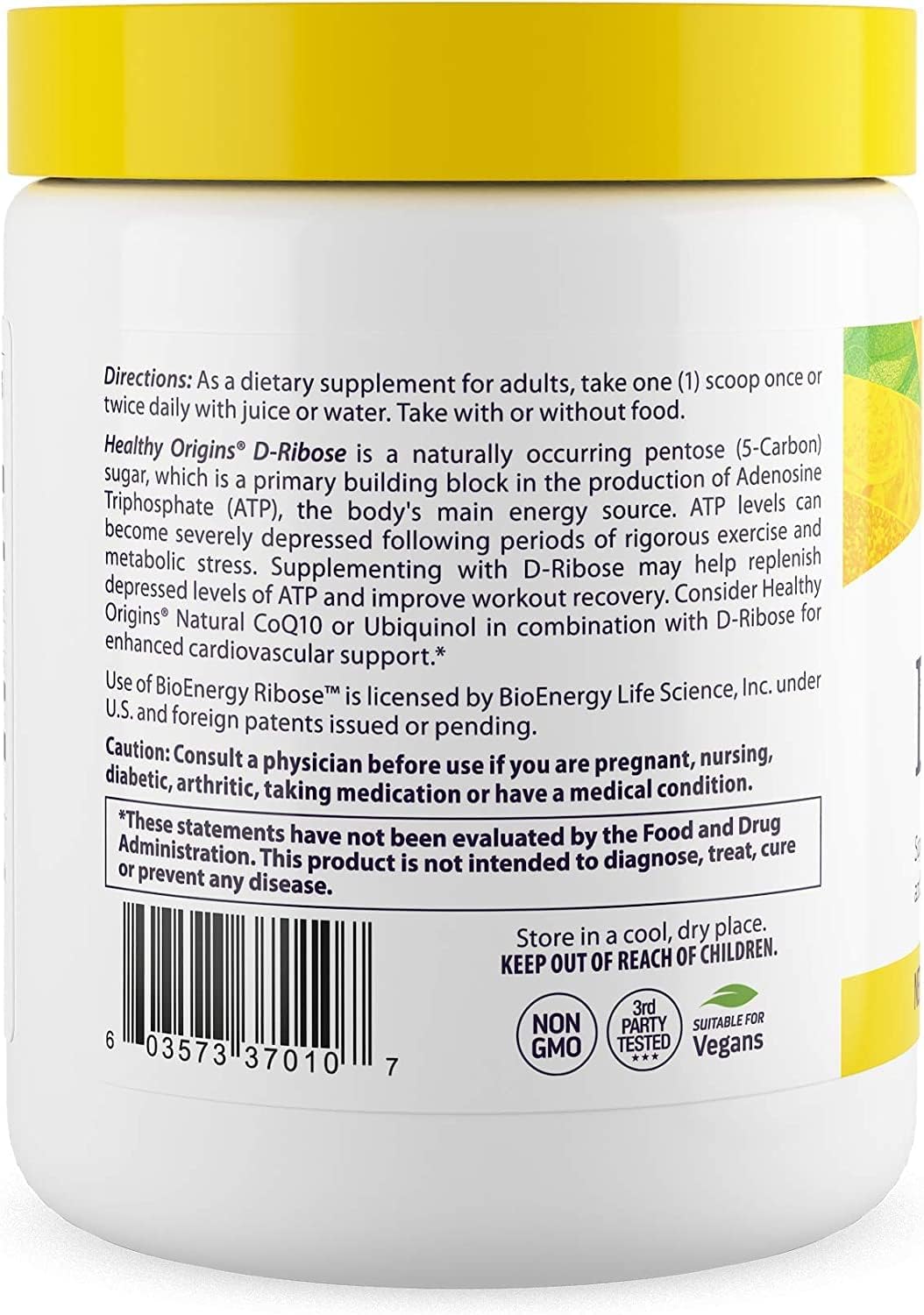 300g Healthy Origins D-Ribose Powder (Bioenergy) - Ribose Supplement for Heart Health & Muscle Recovery - Gluten-Free & Non-GMO - 10.6 Oz
