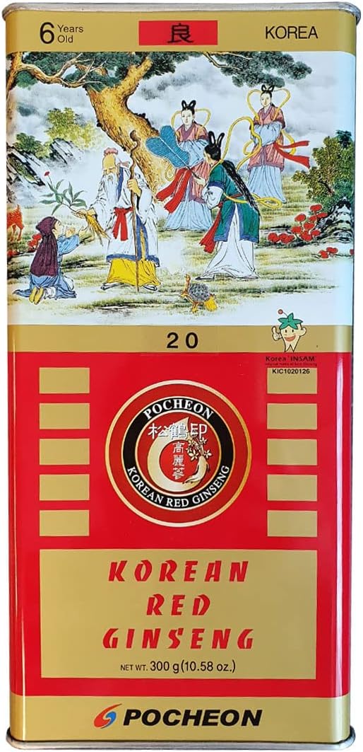 300g Korean Panax Red Ginseng Canned Dried Roots - 6 Years, Good Grade, Immune Support