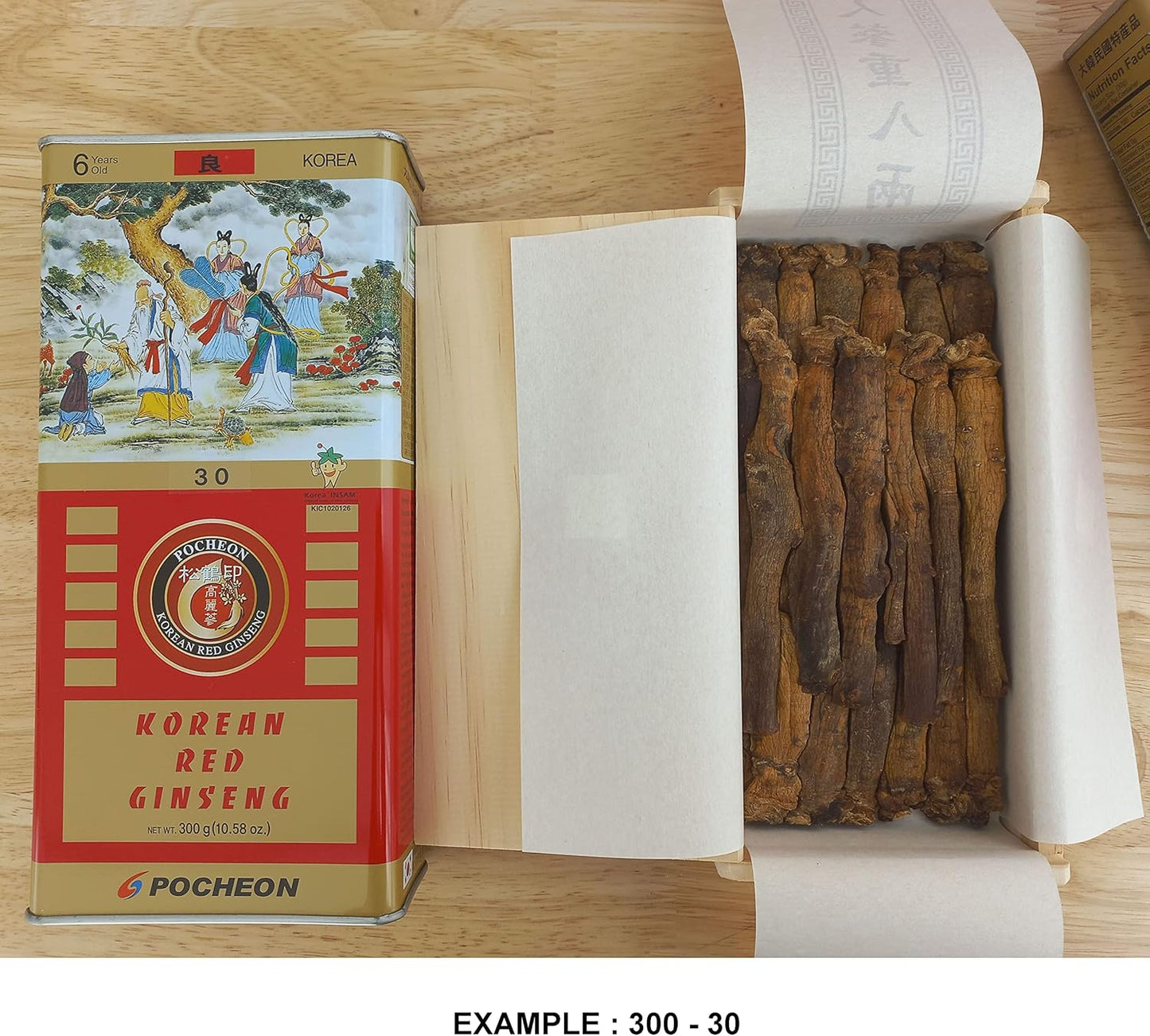 300g Korean Panax Red Ginseng Canned Dried Roots - 6 Years, Good Grade, Immune Support