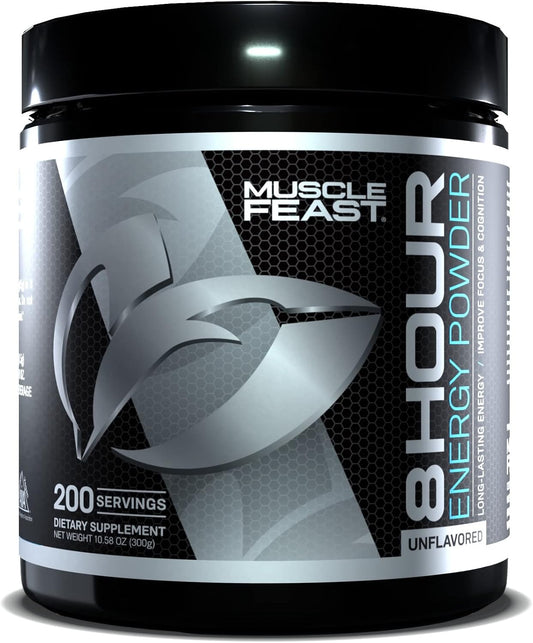 300g Muscle Feast 8 Hour Energy: All Natural, Keto-Friendly, Sugar-Free, Zero Calorie Unflavored Powder