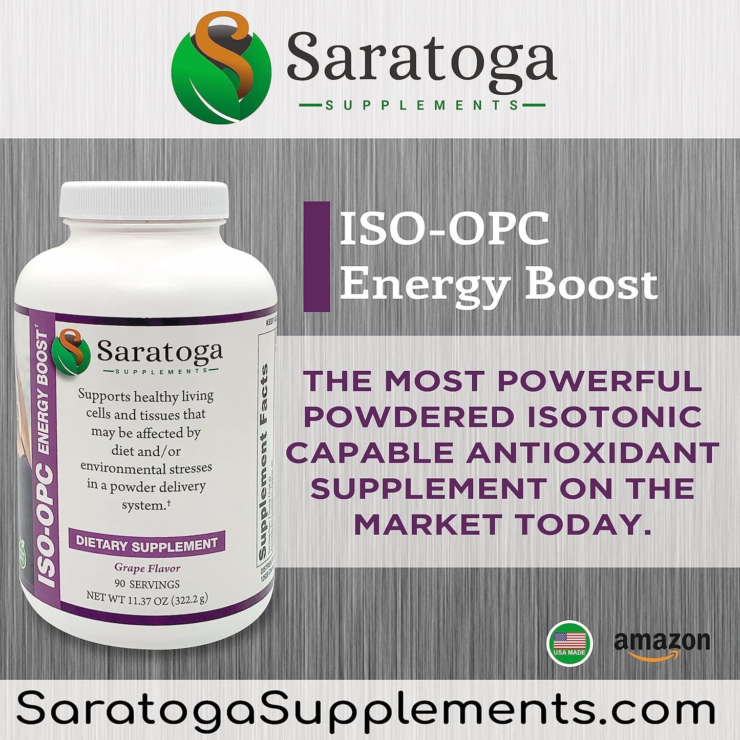 300g Saratoga Supplements OPC ISOTONIC Powder Antioxidant - 90 Day Supply