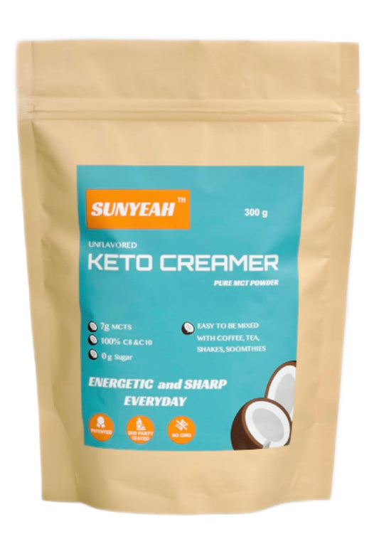 300g SUNYEAH MCT Powder - Pure C8 C10 MCT Oil Powder, Keto Coffee Creamer, Unsweetened, from Coconut - Great for Coffee, Tea, Shakes, Smoothies - Non-GMO