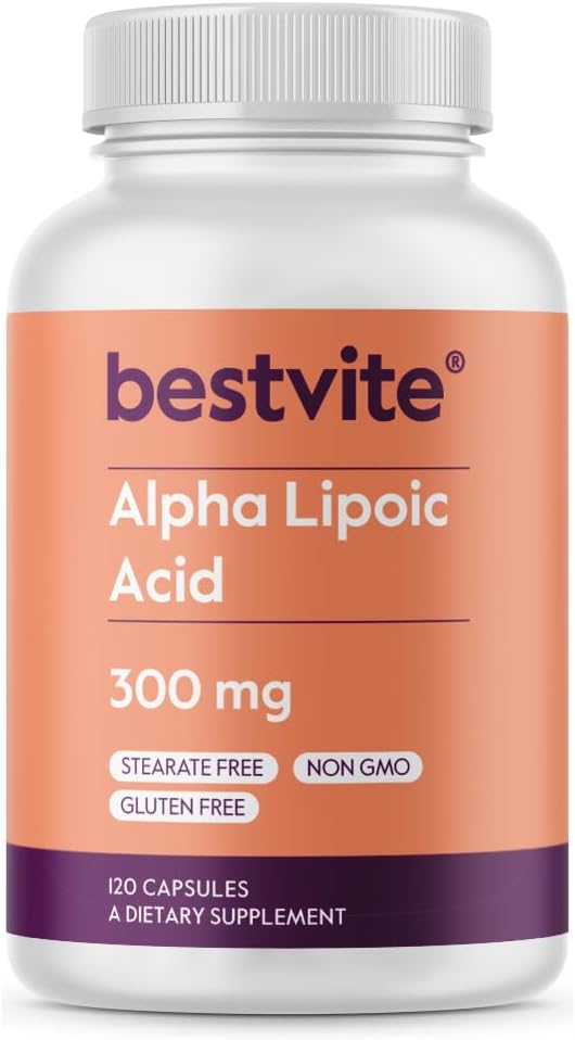 300mg Alpha Lipoic Acid Capsules - 120 Count - No Stearate, Flow Agents, Non GMO, Gluten Free - Best Quality