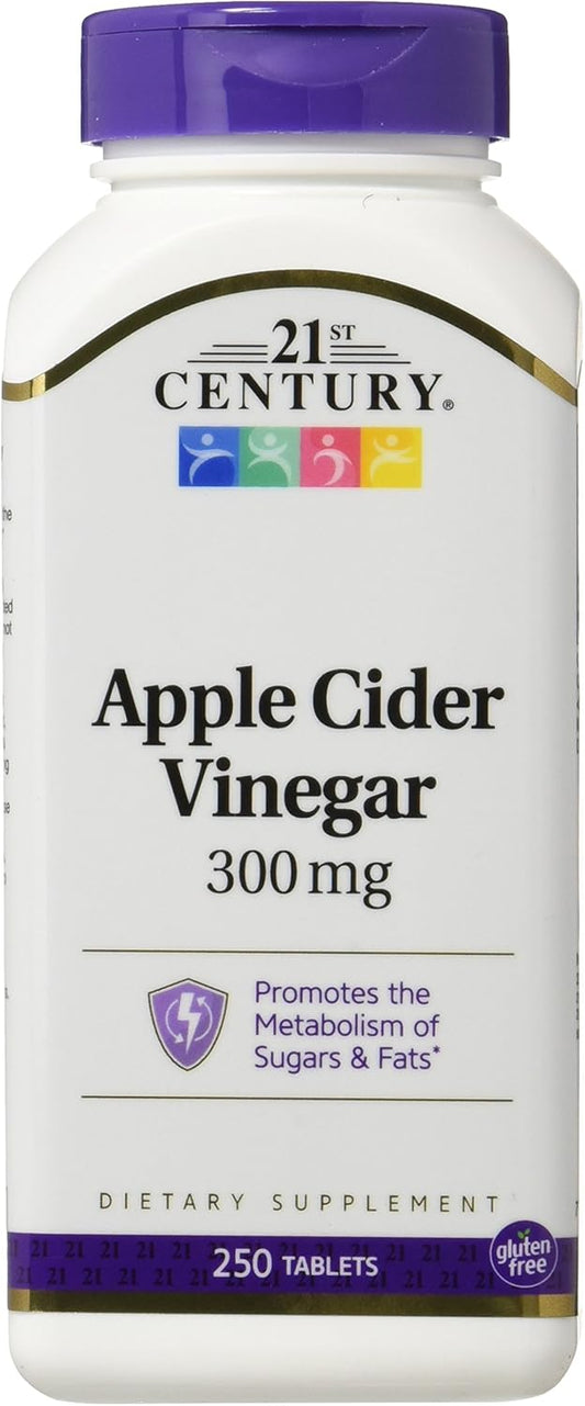 300mg Apple Cider Vinegar Tablets - 21st Century, Pack of 3