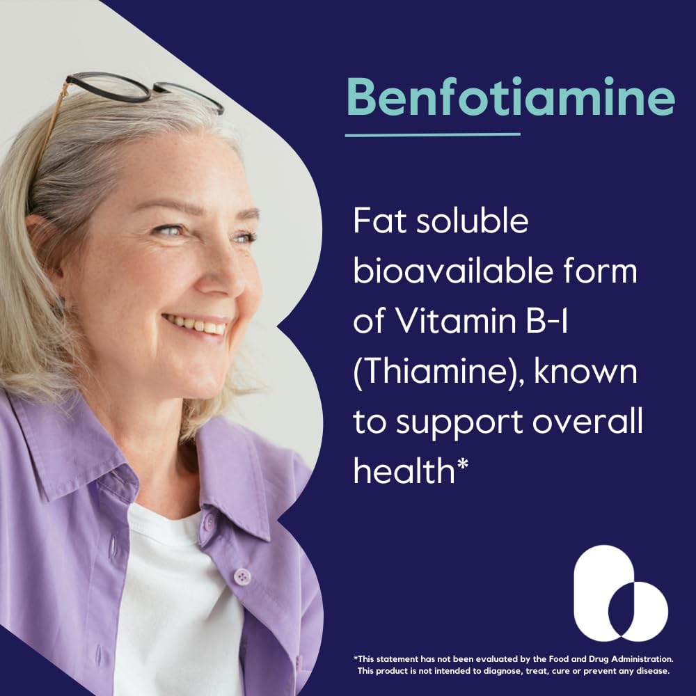 300mg Benfotiamine Capsules (180 Count) - Vegan, Non-GMO, Gluten-Free - No Stearates or Silicon Dioxide