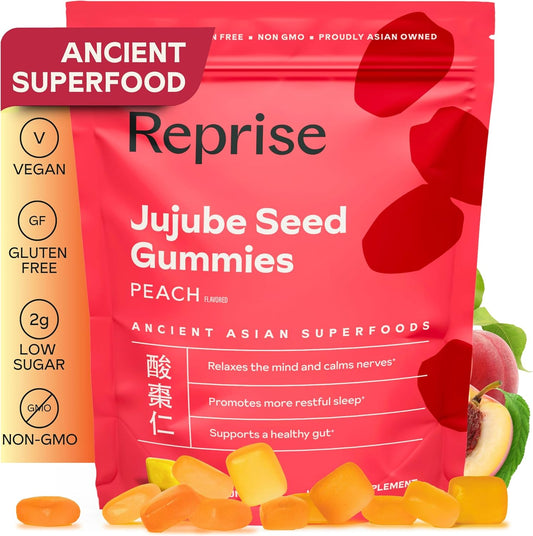 300mg Full-Spectrum Jujube Seed Daily Gummies for Relaxation & Sleep - 100% Plant-Based Vegan, Peach Flavored - 45 Gummies