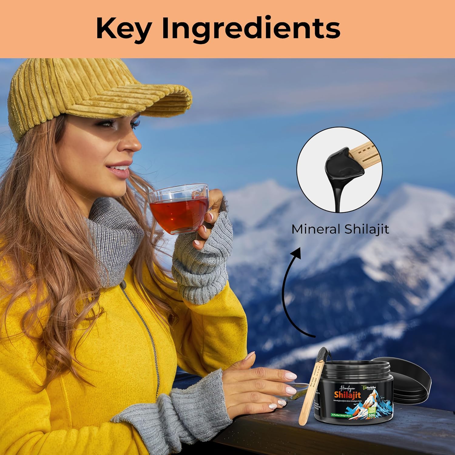 300mg High Potency ZHerbika Pure Himalayan Shilajit Resin for Immune Support & Energy Boost - 85+ Trace Minerals, 75% Fulvic Acid, 60 Servings for Men & Women
