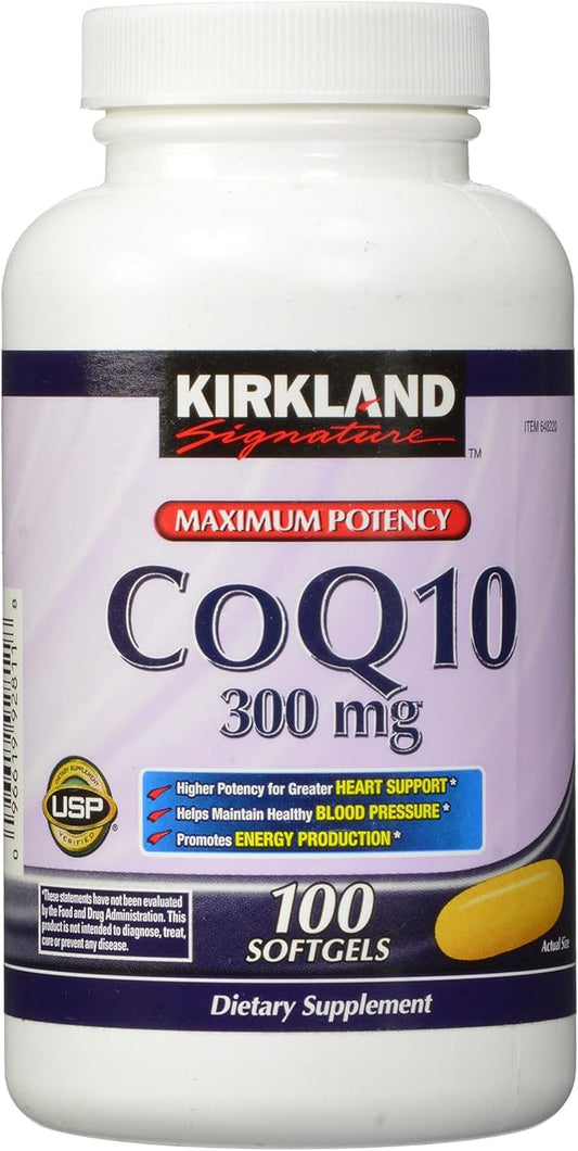 300mg Kirkland Signature COQ10 Softgels - 100 Count - 6.4 Ounce Bottle