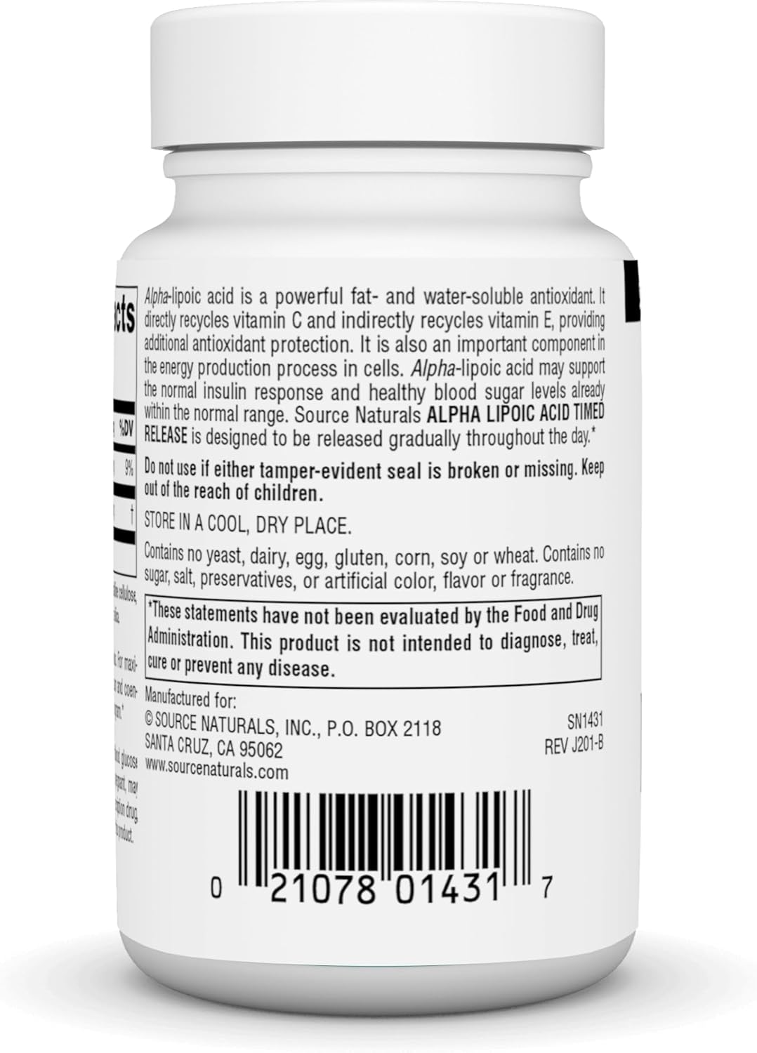300mg Source Naturals Alpha Lipoic Acid for Healthy Sugar Metabolism, Liver & Energy - 30 Time Release Tabs