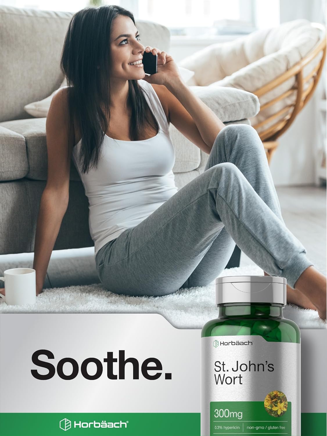 300mg St John's Wort Capsules by Horbäach | 120 Count | Non-GMO & Gluten Free Herbal Extract