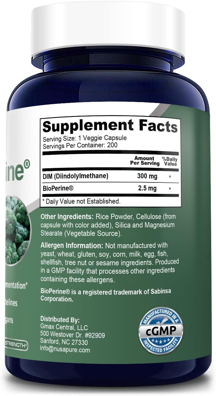 300mg with Bioperine - 200 Capsules (Non-GMO, Vegan, Gluten-Free) - Pure Diindolylmethane Supplement - BoostGo Australia