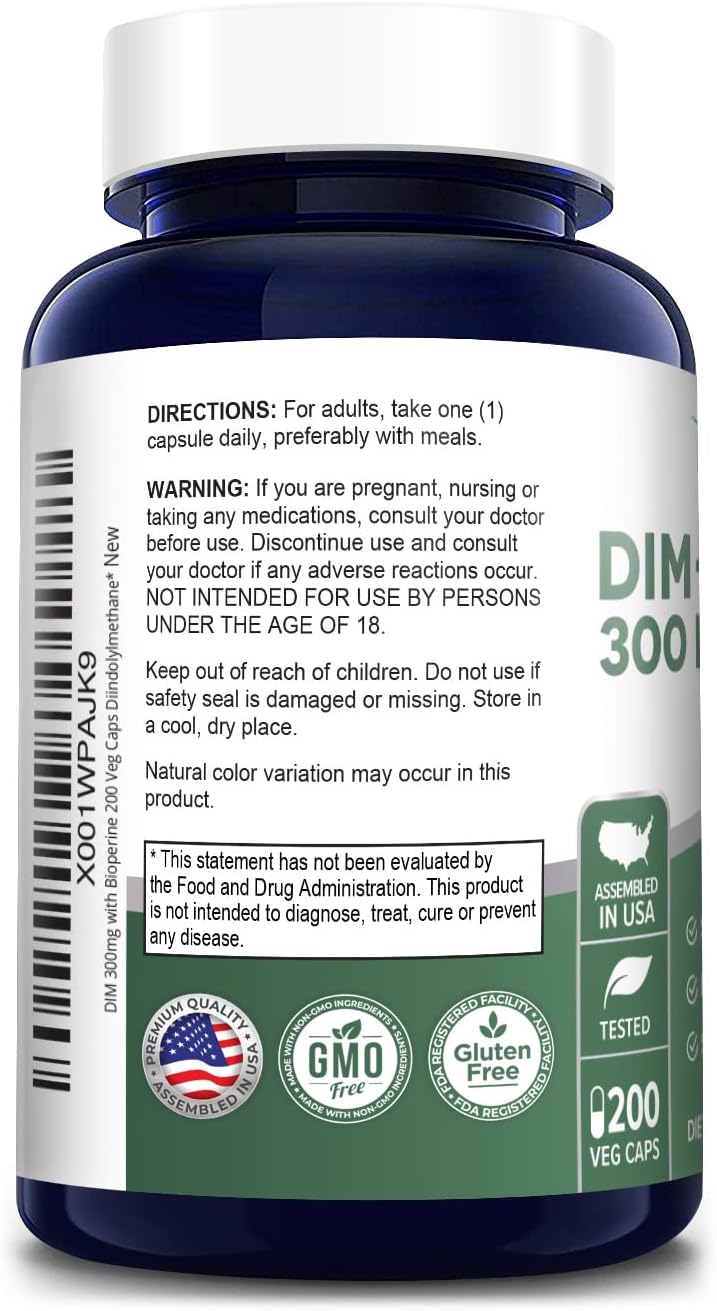 300mg with Bioperine - 200 Capsules (Non-GMO, Vegan, Gluten-Free) - Pure Diindolylmethane Supplement - BoostGo Australia