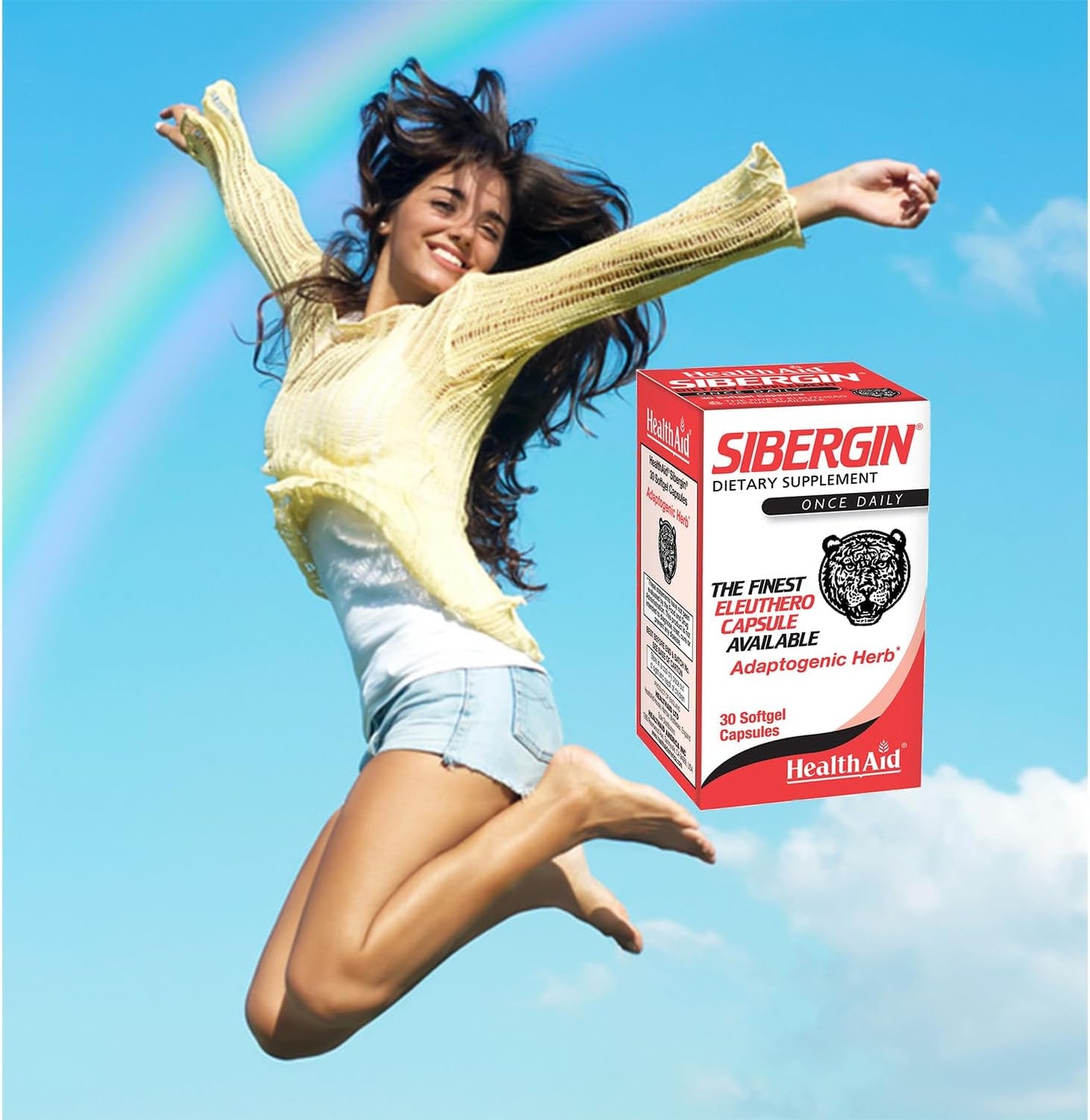 30ct HealthAid Sibergin Soft Gel Capsules with Siberian Eleuthero for Stress Relief, Stamina, and Endurance