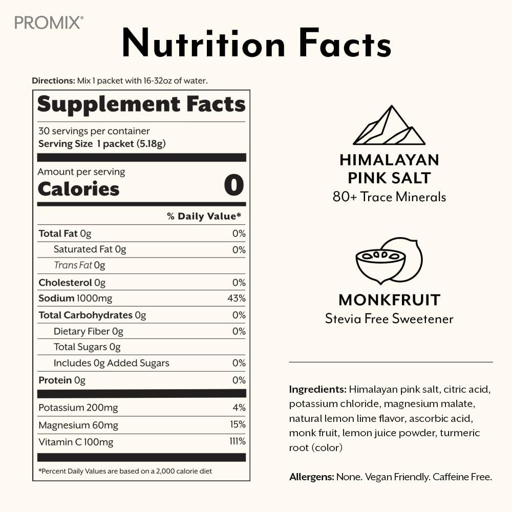 30ct ProMix Nutrition Promix Electrolyte Lemon Lime Stick Packs for Single Serving