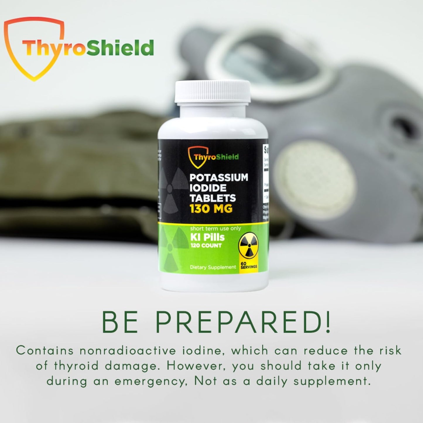 30ct ThyroShield Potassium Iodide Tablets 130mg Made in USA for Radiation Exposure - Iodine Pills - KI Pills - YODO Naciente