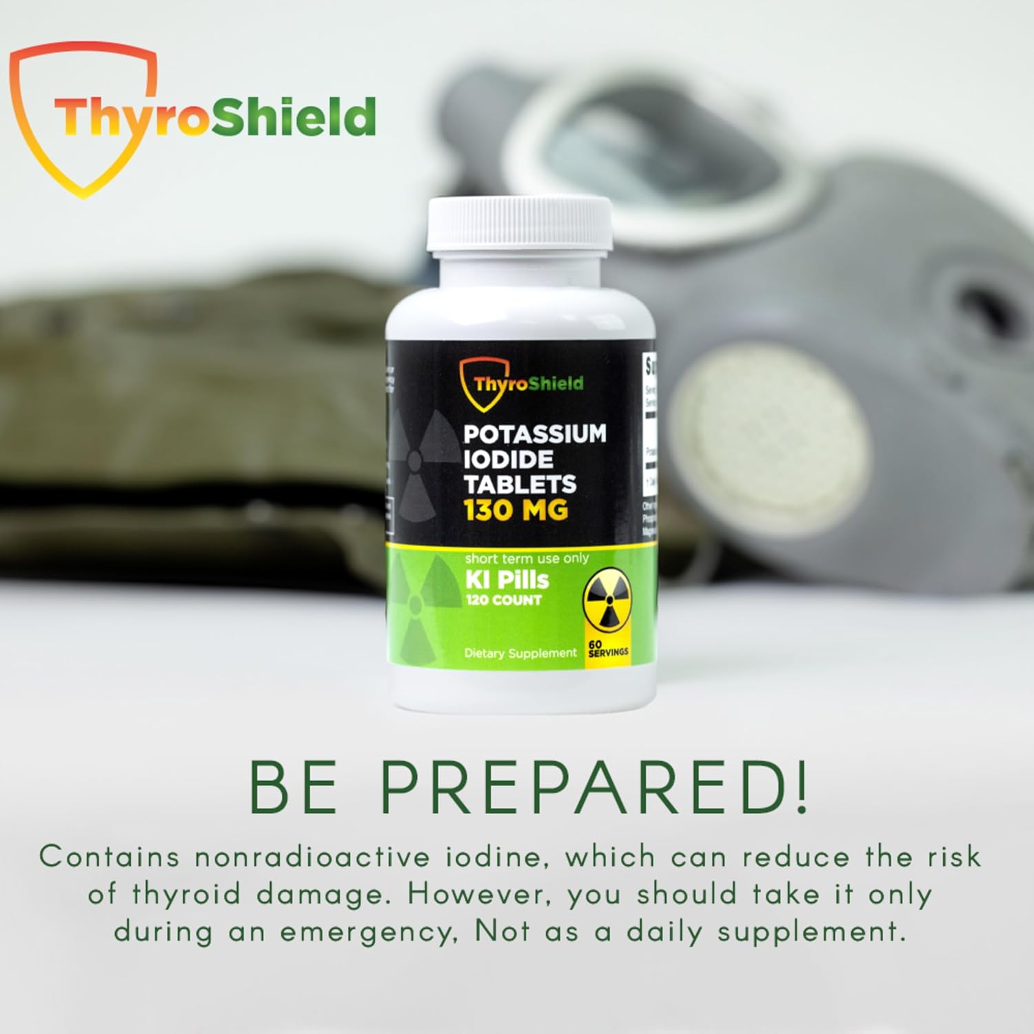 30ct ThyroShield Potassium Iodide Tablets 130mg Made in USA for Radiation Exposure - Iodine Pills - KI Pills - YODO Naciente