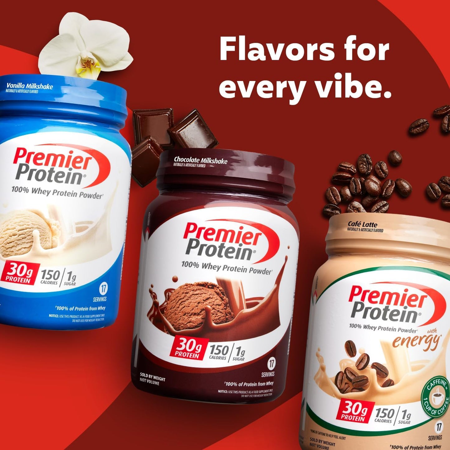 30g Protein Cafe Latte Premier Protein Powder, 1g Sugar, 100% Whey, Keto Friendly, No Soy, Gluten Free - 17 Servings, 23.9 oz