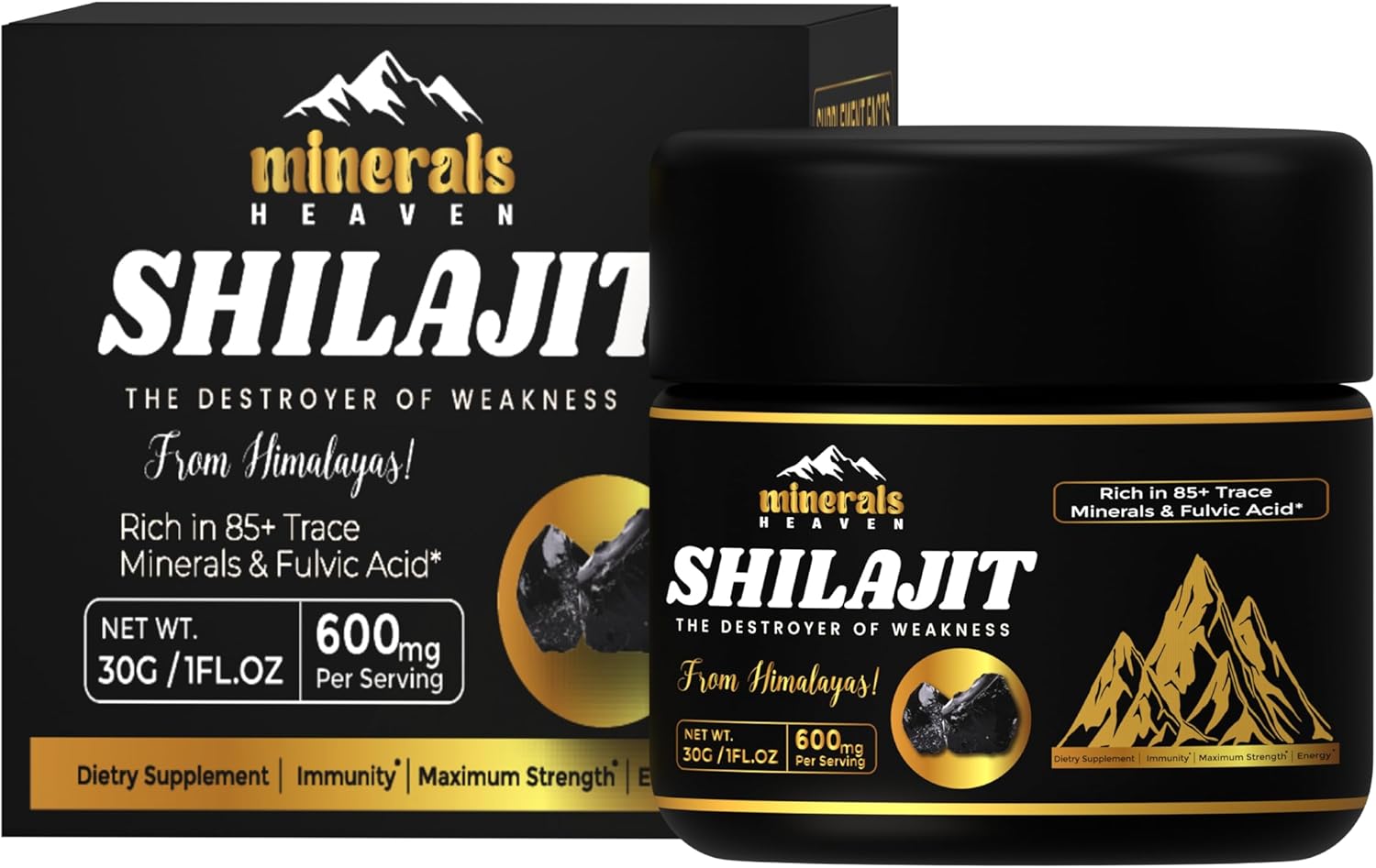 30g Pure Himalayan Shilajit Resin: High Potency Organic Supplement for Energy Boost, Immune Support & Stamina - 85+ Trace Minerals, 75% Fulvic Acid - 50 Servings