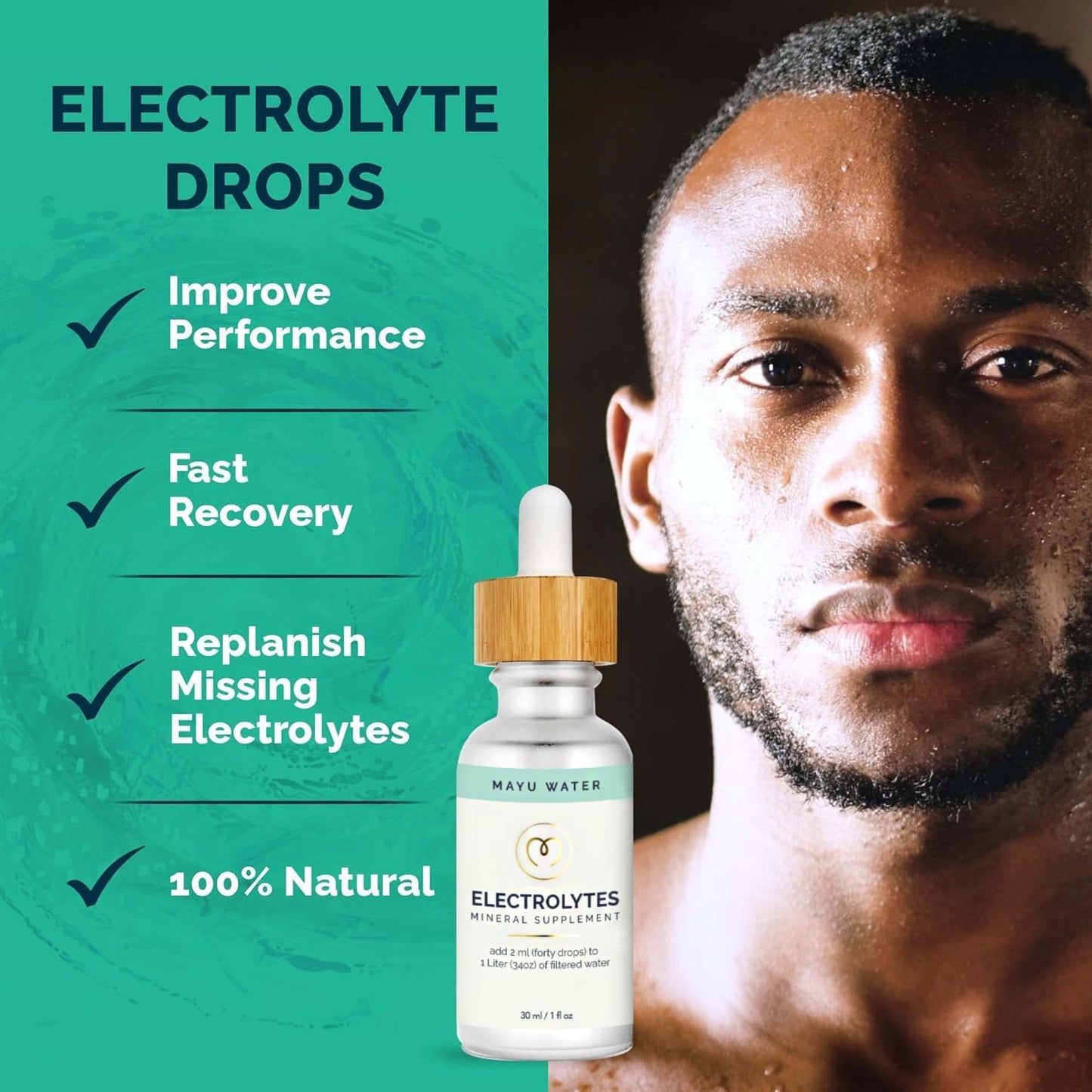 30ml MAYU Electrolyte Water Drops - Pure Mineral Drops for Fast Absorption in Drinking Water - Sugar-Free Dehydration Solution with Electrolyte Mix Minerals