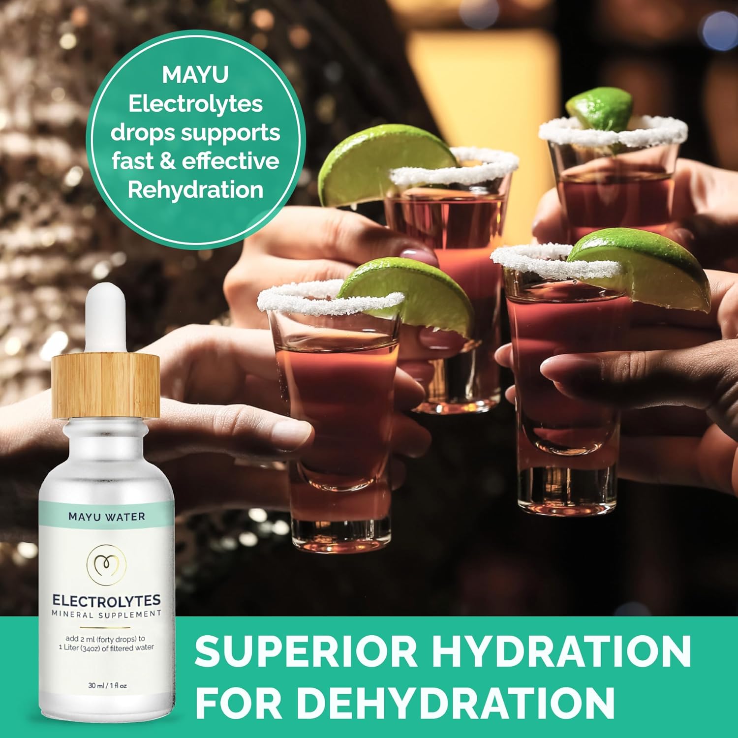 30ml MAYU Electrolyte Water Drops - Pure Mineral Drops for Fast Absorption in Drinking Water - Sugar-Free Dehydration Solution with Electrolyte Mix Minerals