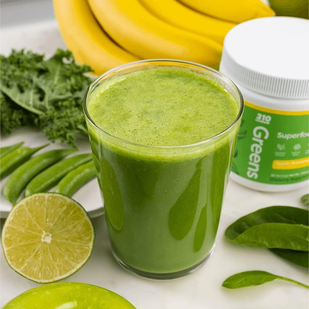310 Greens Blend: Superfood Greens Powder with Fruit, Vegetables, Digestive Enzymes, and Probiotics - 30 Servings (Apple Banana)