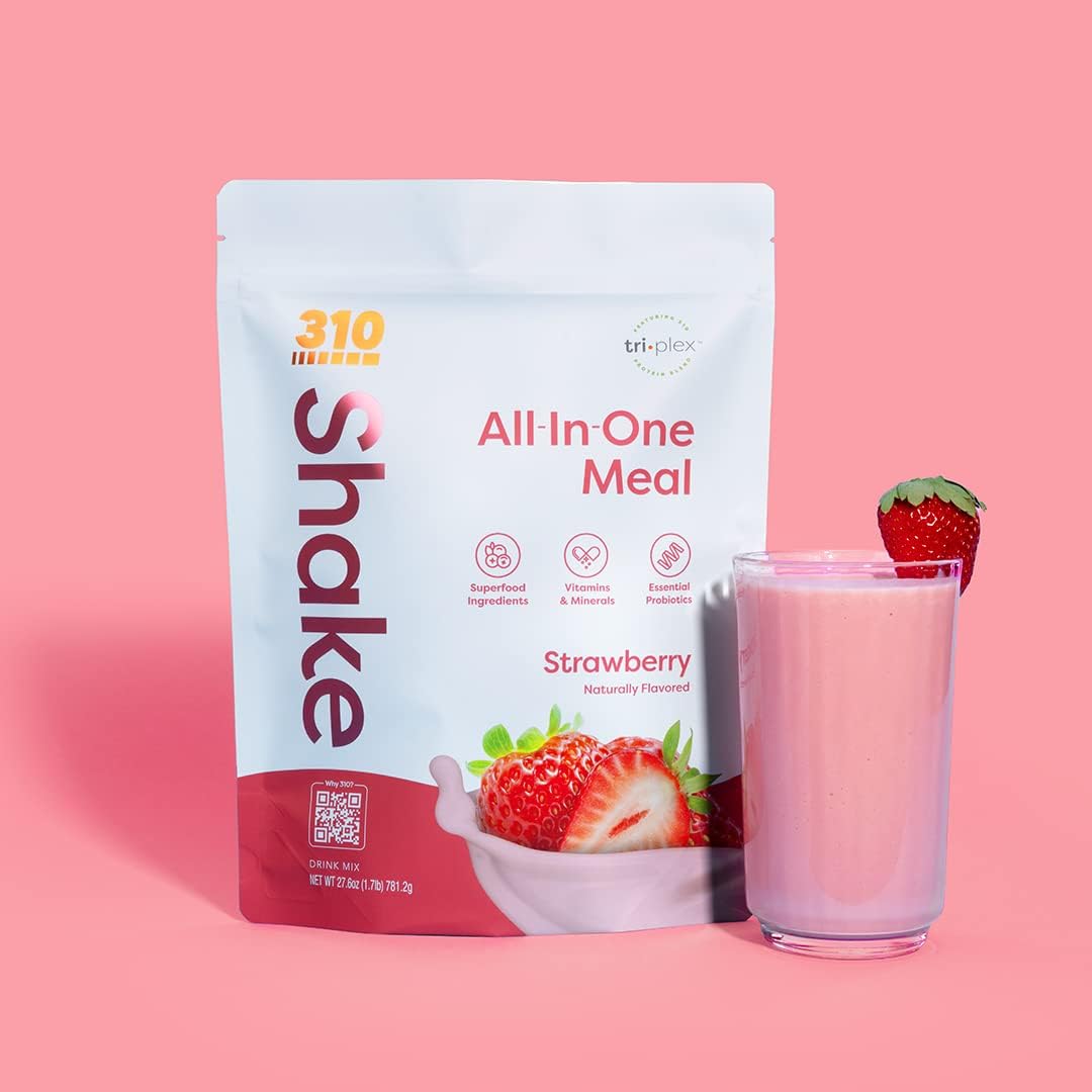 310 Nutrition All-In-One Meal Replacement Shake - Strawberry Flavor, Fiber-Rich Superfood Blend, Low Carb Keto Paleo Friendly, Gluten-Free, 28 Servings