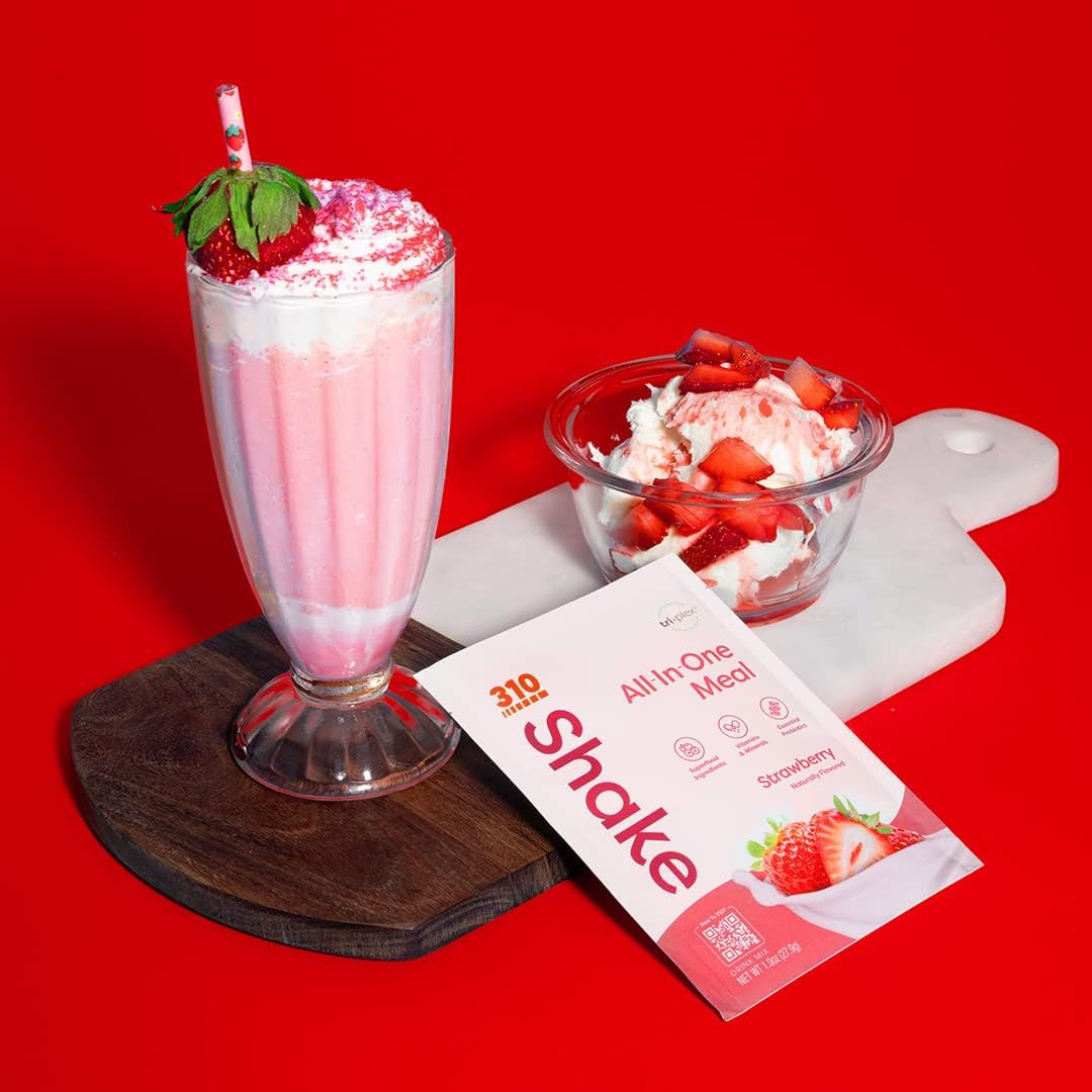 310 Nutrition All-In-One Meal Replacement Shake - Strawberry Flavor, Fiber-Rich Superfood Blend, Low Carb Keto Paleo Friendly, Gluten-Free, 28 Servings