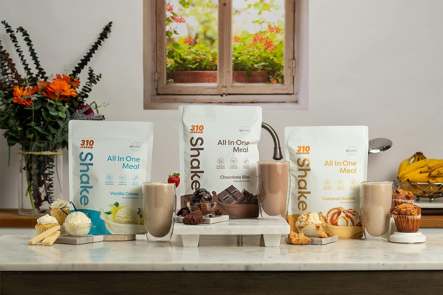 310 Nutrition All-In-One Meal Replacement Shake with Fiber Rich Vegan Superfood Blend - Natural Sweeteners - Low Carb, Keto, Paleo Friendly - Gluten Free - 26 Essential Vitamins & Minerals - Variety Pack - Chocolate Bliss