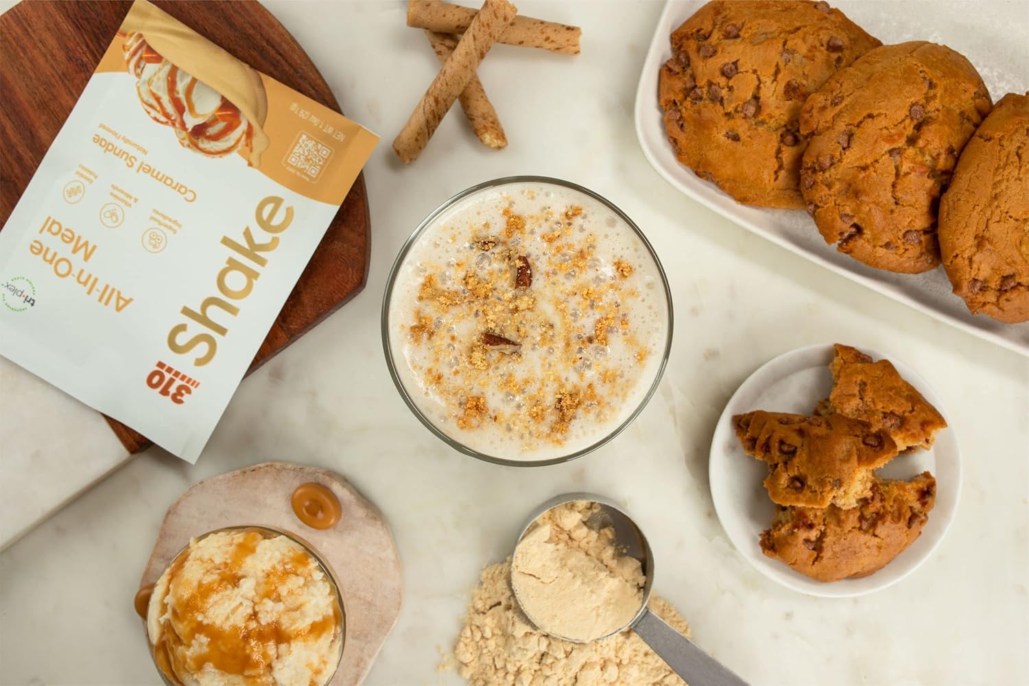 310 Nutrition Caramel Sundae Meal Replacement Shake - Superfood Blend, High Fiber, Natural Sweeteners - Keto & Paleo Friendly - Low Carb Shake, 14 Servings