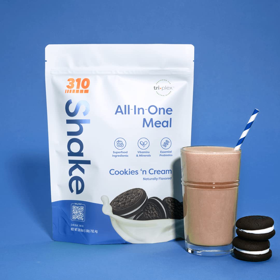 310 Nutrition Vegan Meal Replacement Shake - Fiber-Rich Superfood Blend with Natural Sweeteners - Low Carb, Keto, Paleo, Gluten-Free - Cookies N' Cream Flavor - 28 Servings
