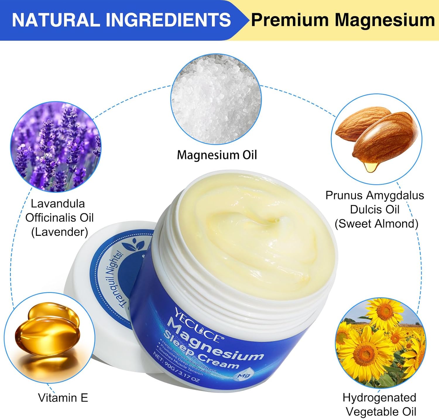 3.17 OZ Lemaymay Magnesium Oil Lotion Cream for Feet - Genuine Zechstein Topical Magnesium Chloride - Relieves Muscle Tension