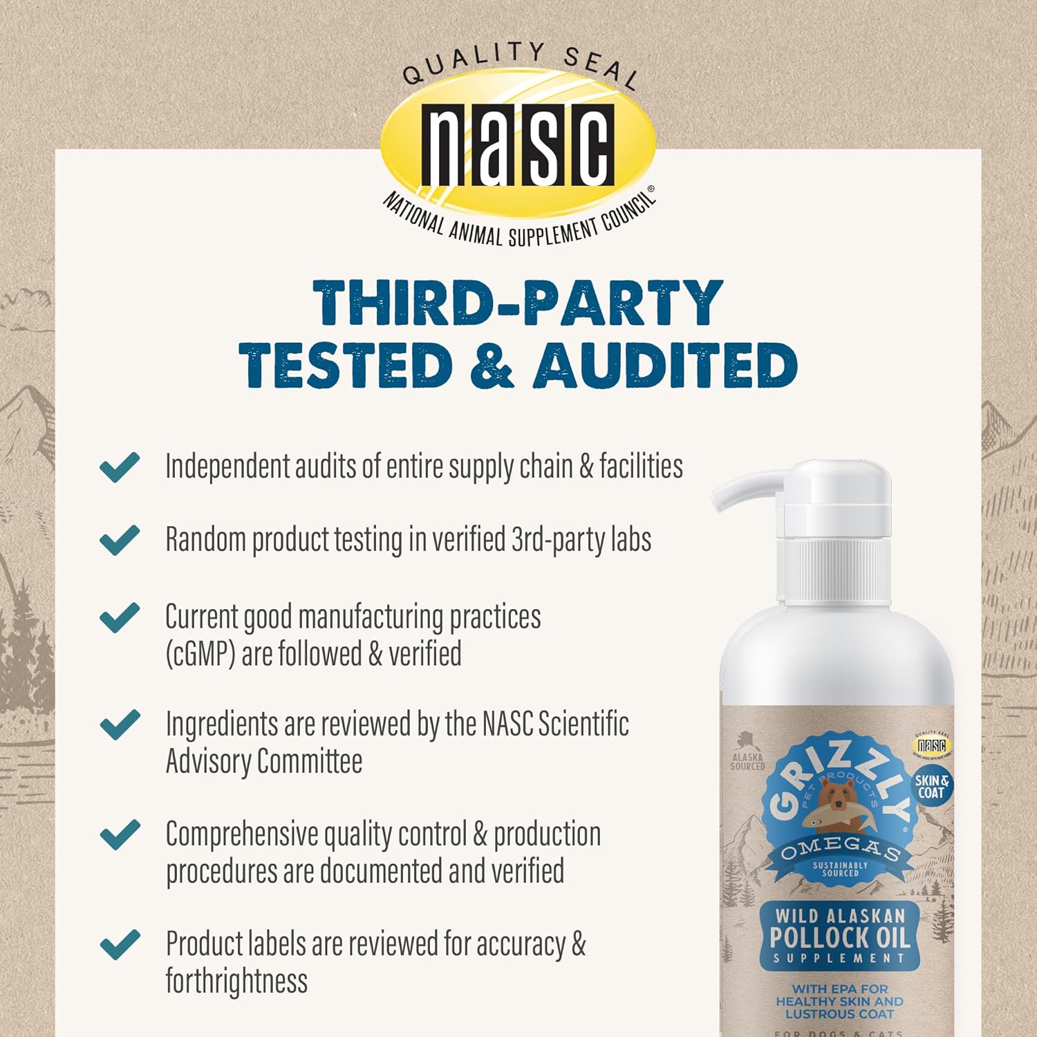 32 Ounce Grizzly Pollock Oil Dog Food Supplement for Healthy Joints and Skin