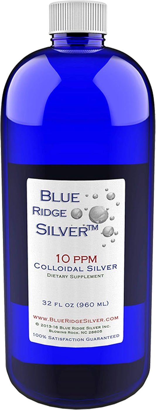 32 oz Blue Ridge Silver 10 ppm Colloidal Silver Supplement for Immune Support