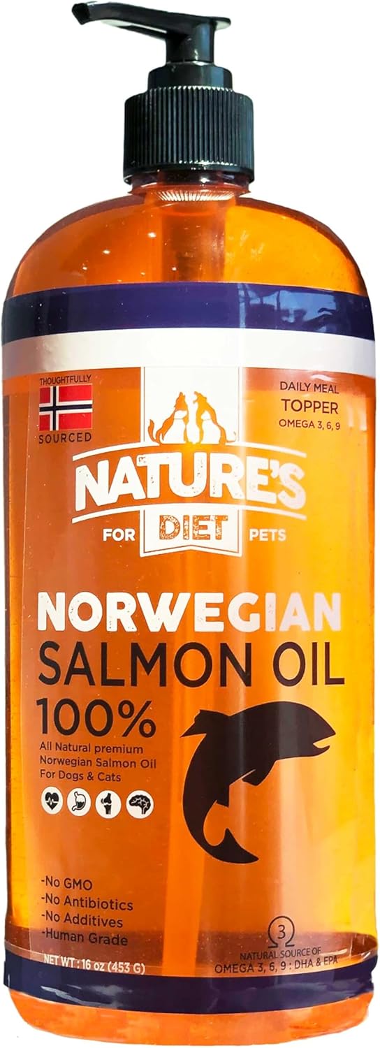 32 oz Norwegian Salmon Oil for Dogs & Cats - Natural Joint, Heart, and Skin Health Support Omega 3 6 9 Liquid Food Topper