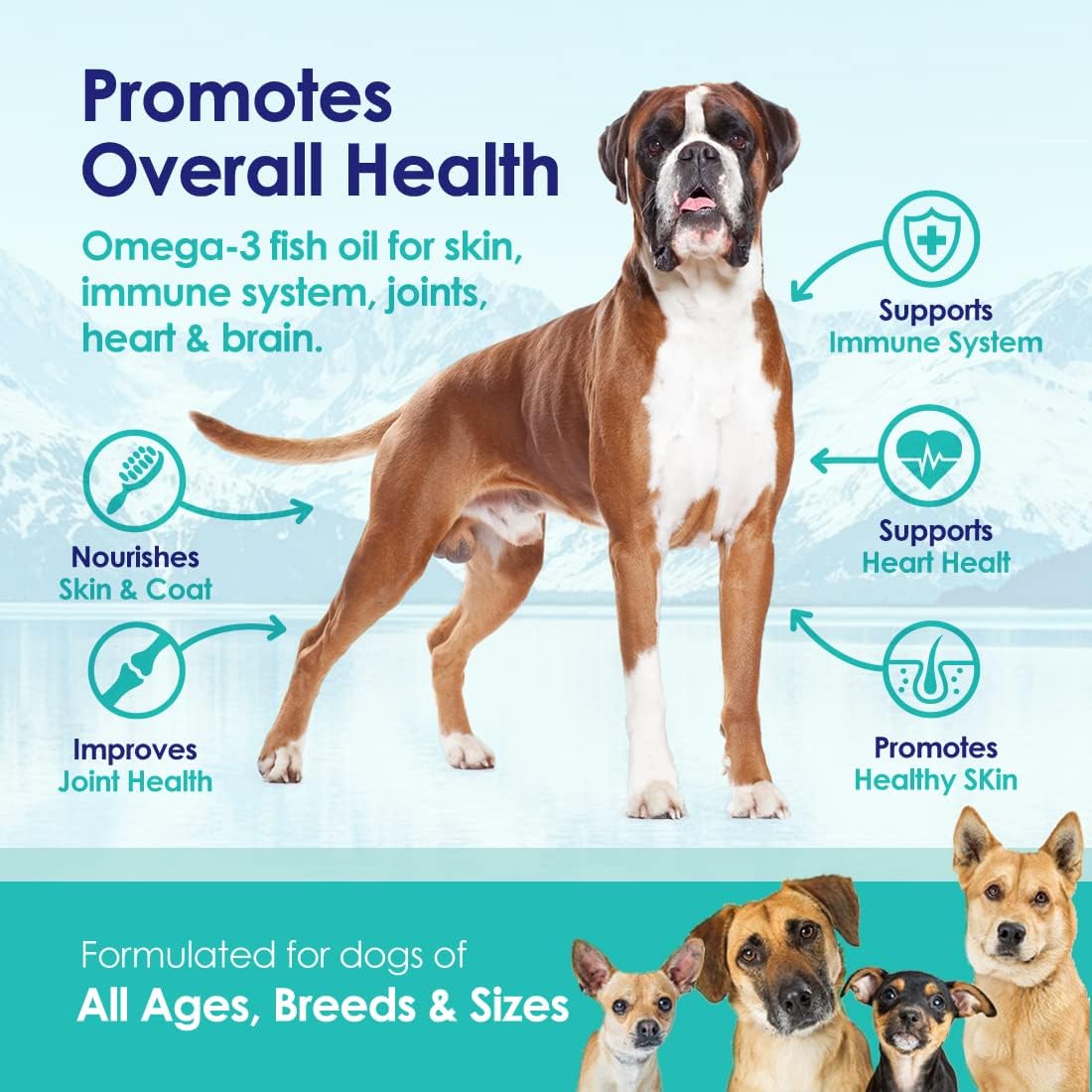 32 oz NuLife Natural Pet Health Liquid Fish Oil for Dogs | Omega 3, 6 & 9 Fatty Acids | Wild Caught from Iceland | Skin & Coat Supplement | Shedding, Itchy Skin, Allergies | Brain & Heart Health | EPA + DHA