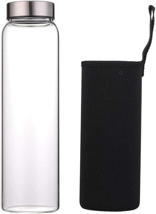 32 oz Sunkey Glass Water Bottle with Neoprene Sleeve and Leak-Proof Lid - Eco-Friendly and BPA-Free