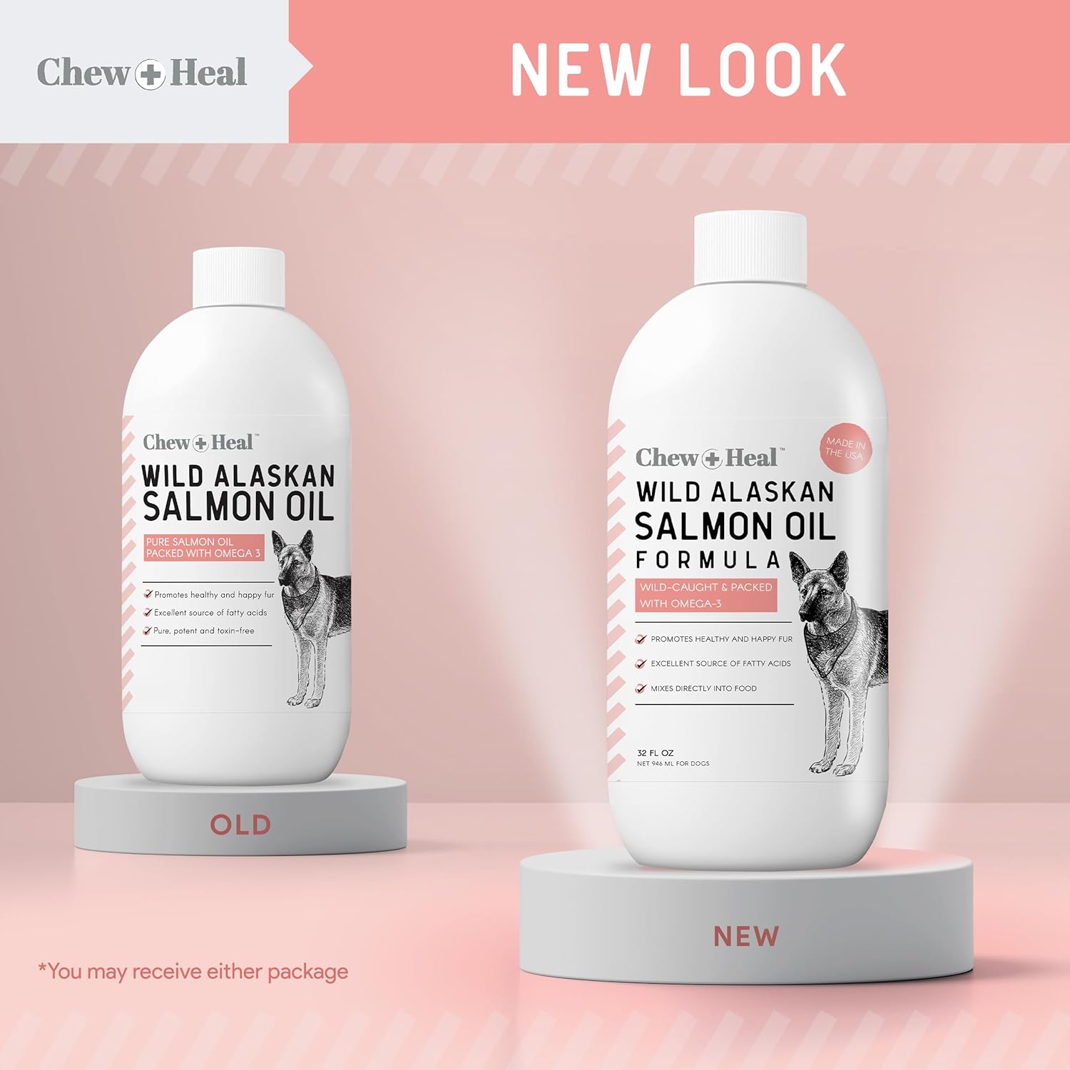 32 oz. Wild Alaskan Salmon Fish Oil for Dogs with Omega-3, 6, Vitamin D, EPA, DHA - Skin & Coat Support