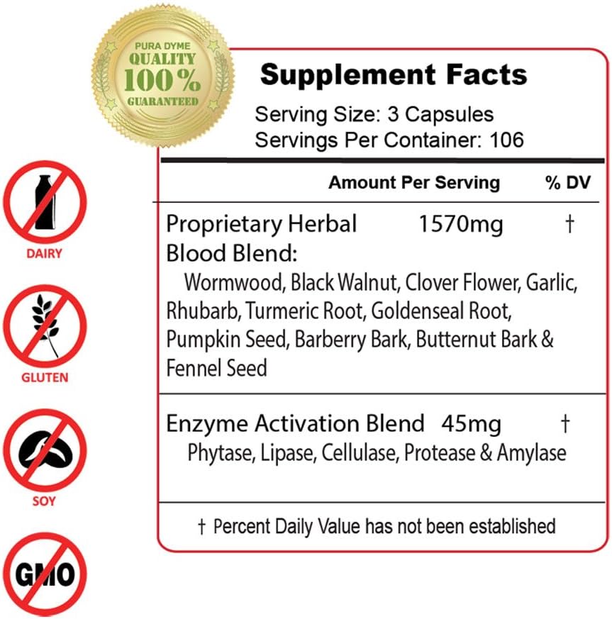 320 Capsules PuraDyme Herbal Blood Supplement with Natural Herbs for Blood Health