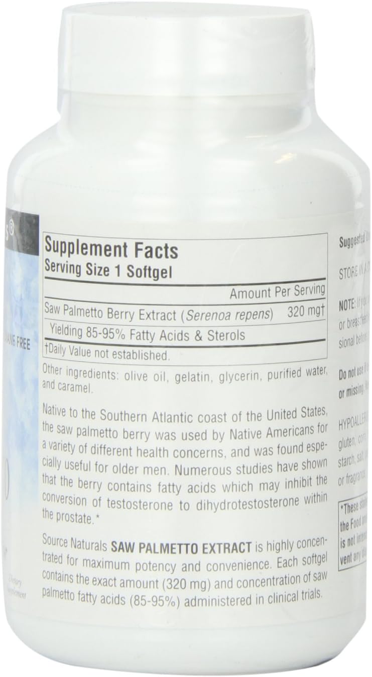 320mg Saw Palmetto Extract Softgels - 120 Count by Source Naturals